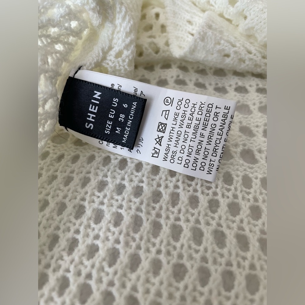 SHEIN Ivory Crochet Dress Pool/Beach Coverup - Picture 3 of 3